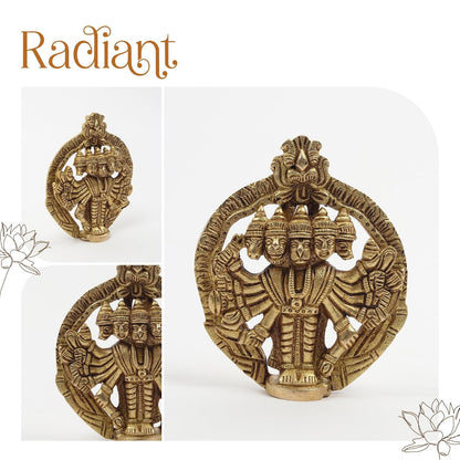 Panchmukhi Hanuman Ji Idol | Brass Five Face Hanuman Sculpture with Radiant Finish for Pooja Room | Festive Gift Idol (Design09: L8 x W2 x H10 cm)