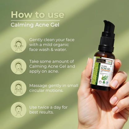 Indus Valley Calming Acne Gel with Seaweed Extract & Tea Tree Oil for Pimples, Soothes, Clarifies, and Refreshes Skin Naturally – 30ml