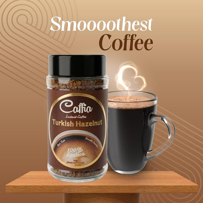 CAFFIA Turkish Hazelnut Premium Instant Coffee | 100% Arabica | Freeze Dried Coffee Powder - 50g | Make Cafe Style Hot or Cold Coffee at Home | Smooth Medium Roast | Rich & Smooth Taste