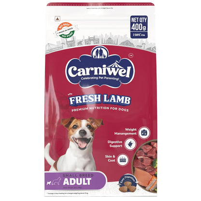 Carniwel Fresh Lamb Adult Dry Dog Food 400g | Natural Ingredients for Optimal Skin & Coat Health | Highly Palatable | Supports Joint Health | Tailored, Premium Nutrition for Small Dogs