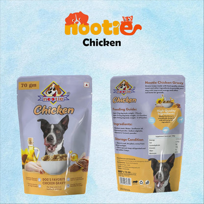 Nootie Wet Gravy for Dog Natural Ingredients, Easy to Digest, Enhances Dog Food, Dog Food Topper | Picky Eater & Appetite Booster Chicken Gravy 70g