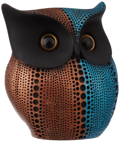 Modern Classy Happy Owl Resin Art Figure Showpiece (Pack of 1, Pink & Blue)