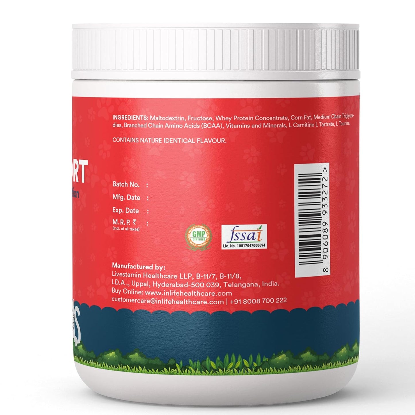 INLIFE Liver Detox Supplement for Dogs Cats and Pets | Liver Support Powder with Whey Protein, MCT, L-Carnitine, L-Taurine & BCAAs, 300g (Vanilla)