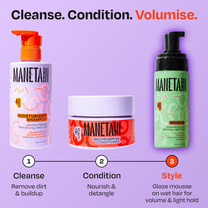 Manetain Hair Mousse 150ml | Volumizing Curl Mousse for Curly Hair | Frizz Control Hair Mousse for Women & Men | Lightweight Hair Styling Mousse for Volume, Definition & Bounce | Vegan & Cruelty Free