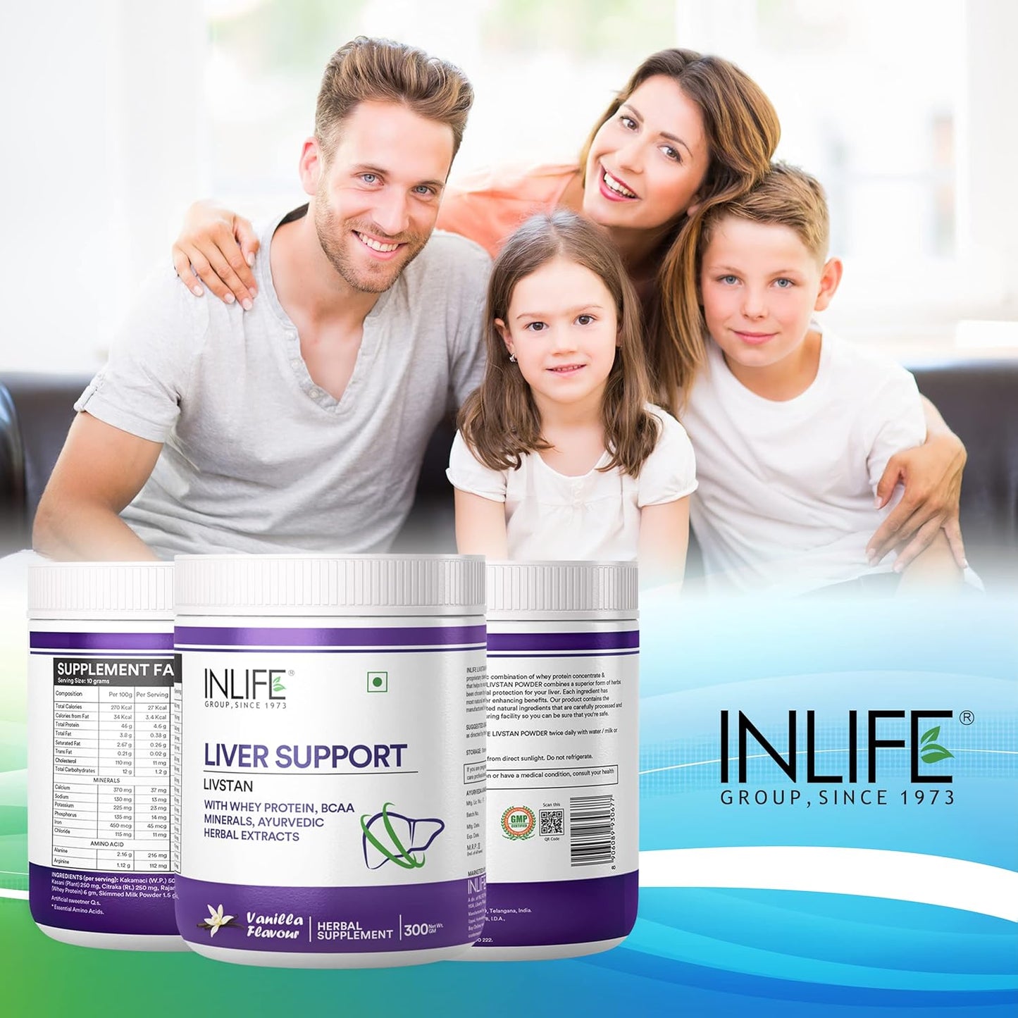 INLIFE Livstan Liver Support Supplement | Whey Protein Powder with Ayurvedic Herbs - Kakamachi, Tamalaki, Kasani, Citraka, Rajamasha - 300g (Vanilla)