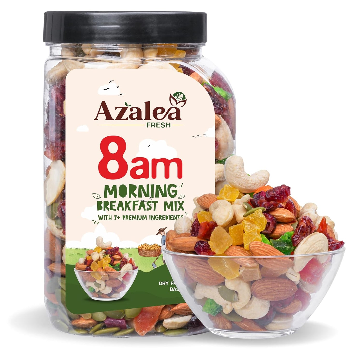 Azalea Fresh Premium Dry Fruits Mix 500gm | Healthy Trail Mix with Almonds, Cashews, Cranberries, Raisins & Seeds | Superfood Nut Mix for Daily Energy & Snacking (500 gram)