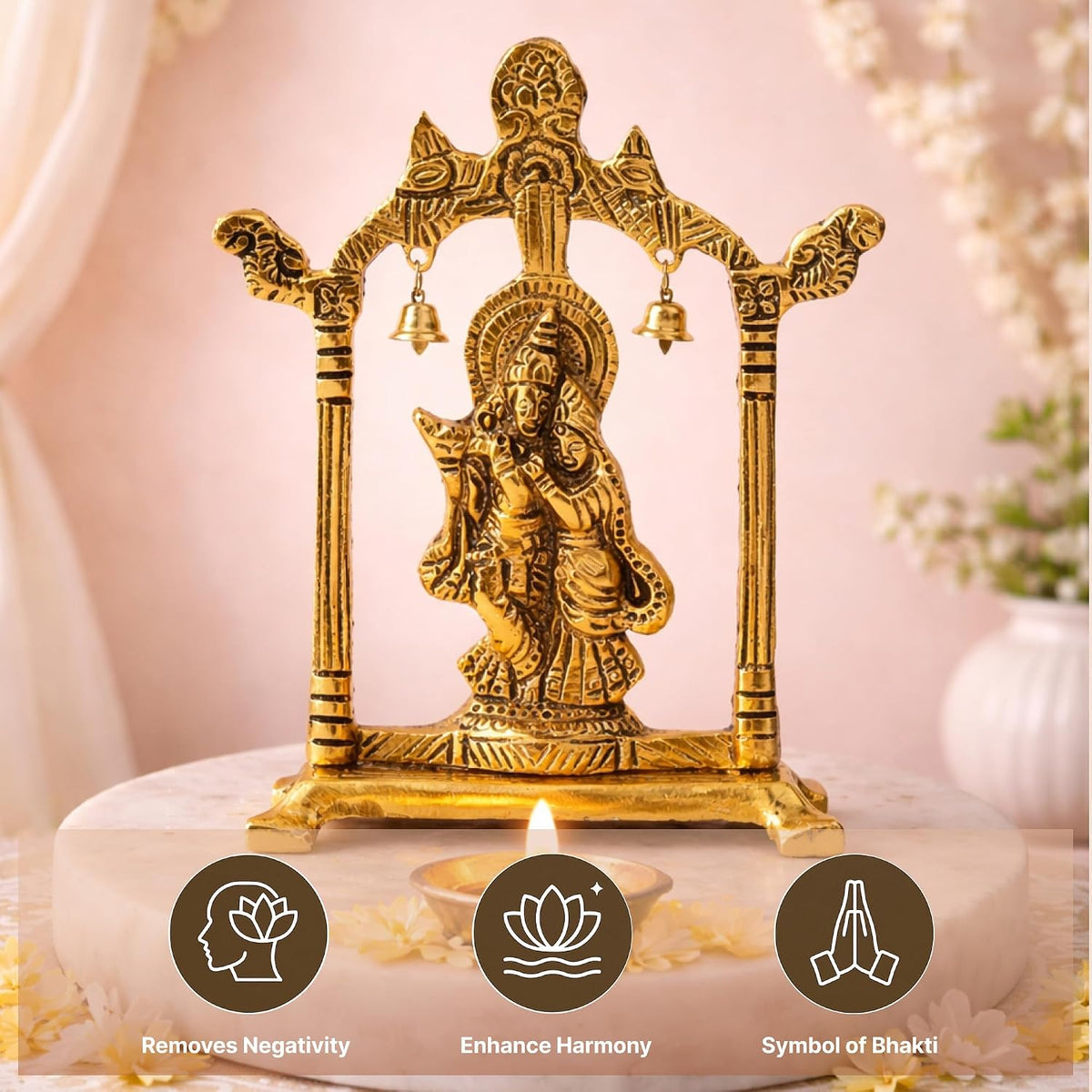Radha Krishna Idol & Figurine for Home | God Idol for Pooja Room | Krishna Statue, Radha Krishna Murti & Gift Article (L15 x W6 x H18 cm)