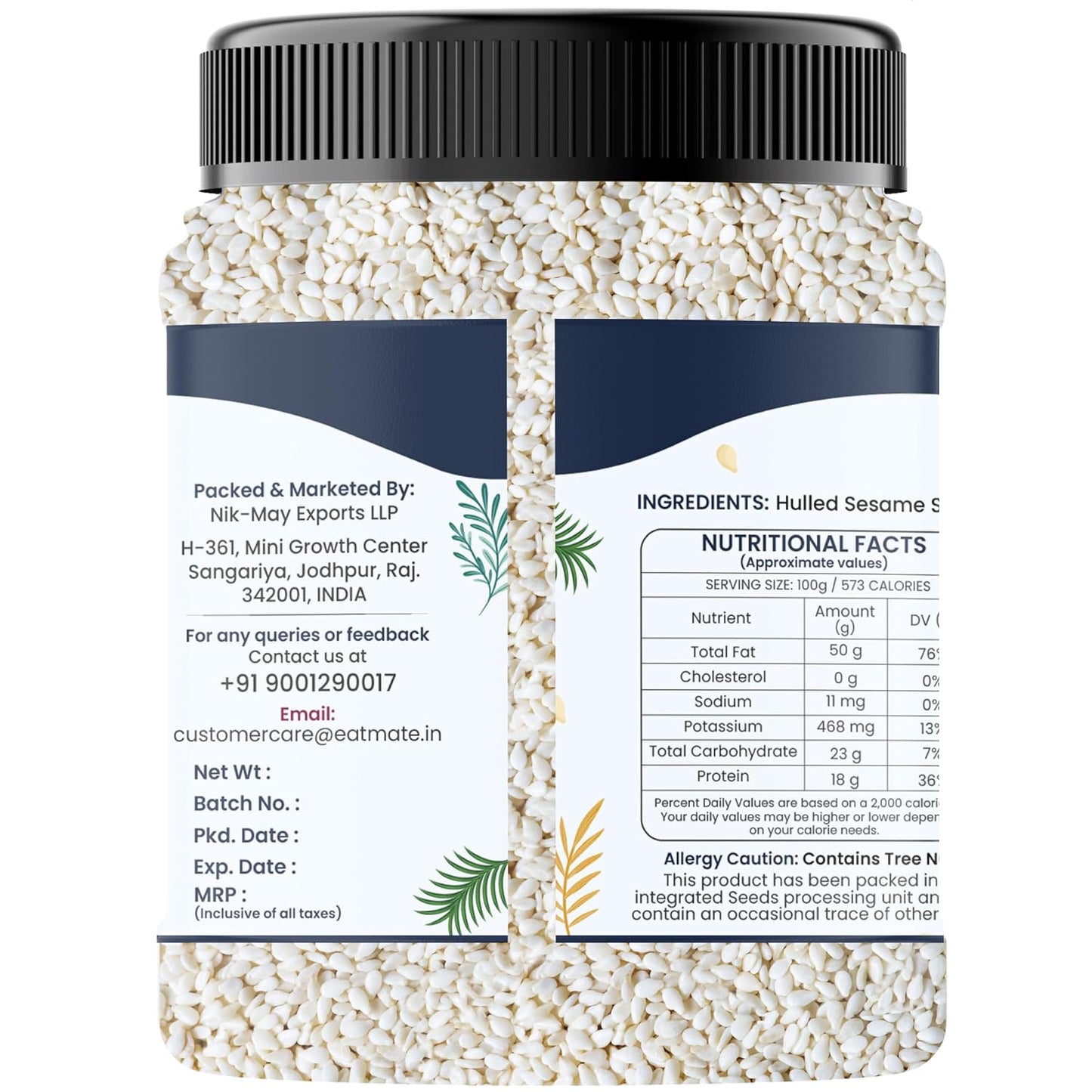 Eatmate Premium White Sesame Seeds 250 g | Natural White Til Seeds | Rich in Nutrients & Protein | Fresh Indian Till for Cooking, Baking, Roasting & Healthy Snacking