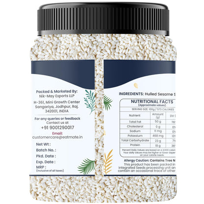 Eatmate Premium White Sesame Seeds 250 g | Natural White Til Seeds | Rich in Nutrients & Protein | Fresh Indian Till for Cooking, Baking, Roasting & Healthy Snacking