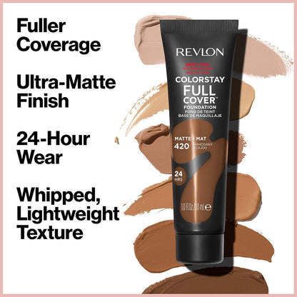Revlon Liquid Foundation, ColorStay Face Makeup for Normal and Dry Skin, Longwear Full Coverage with Matte Finish, Oil Free, Nude, 30 ml