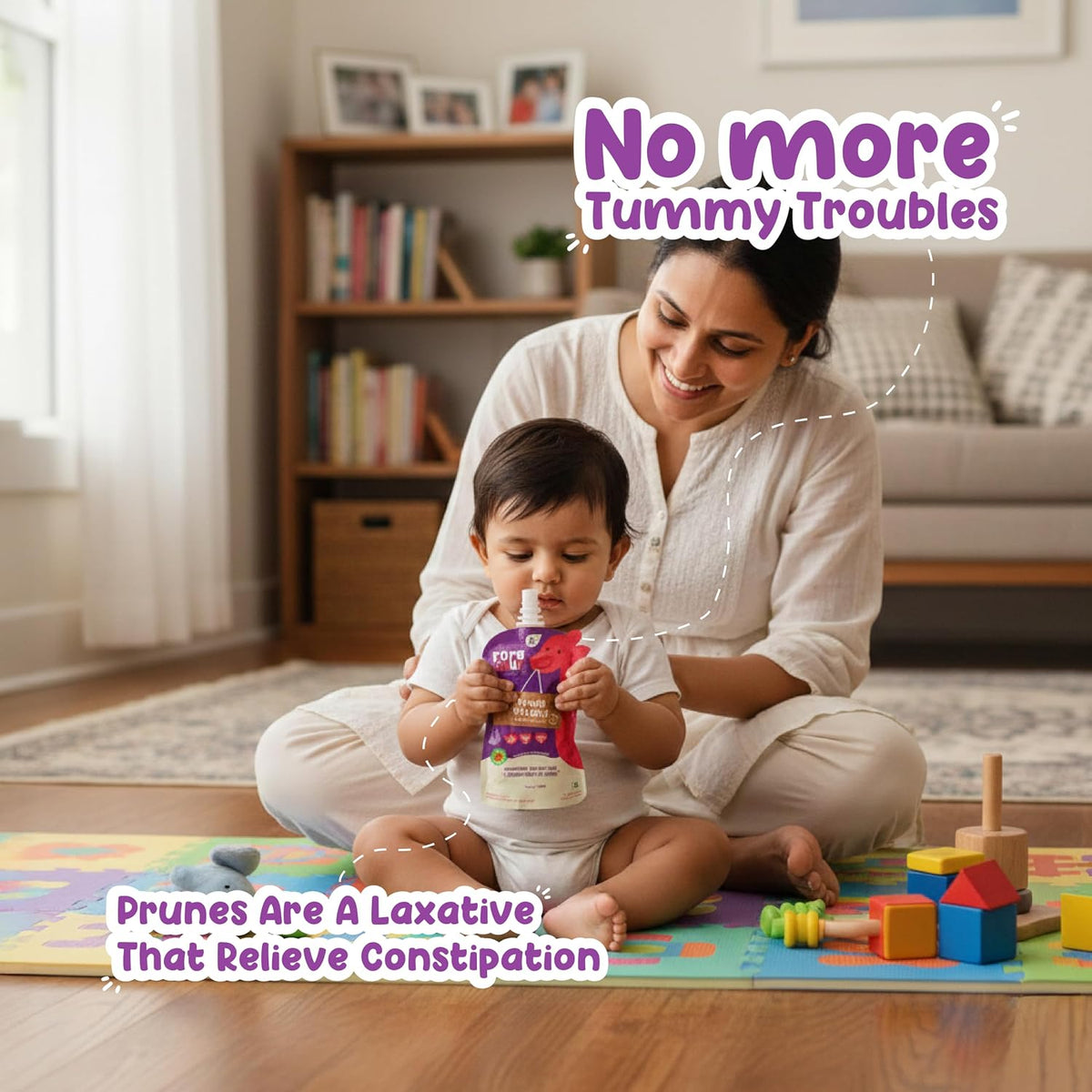 Rorosaur Baby Food Pouch | Prune Fruit Puree helps with constipation & indigestion for Baby and Toddlers,6+ Months, No more tummy problems | Ready to Eat, No Preservatives, No Added Sugar |100g each, Pk of 2