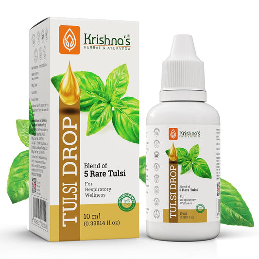 Krishna's Tulsi Drops- Concentrated Drops of 5 Rare Tulsi for Natural Immunity Boosting 10 ml |No Added Preservatives | Manufactured in Glass DistillationUnit