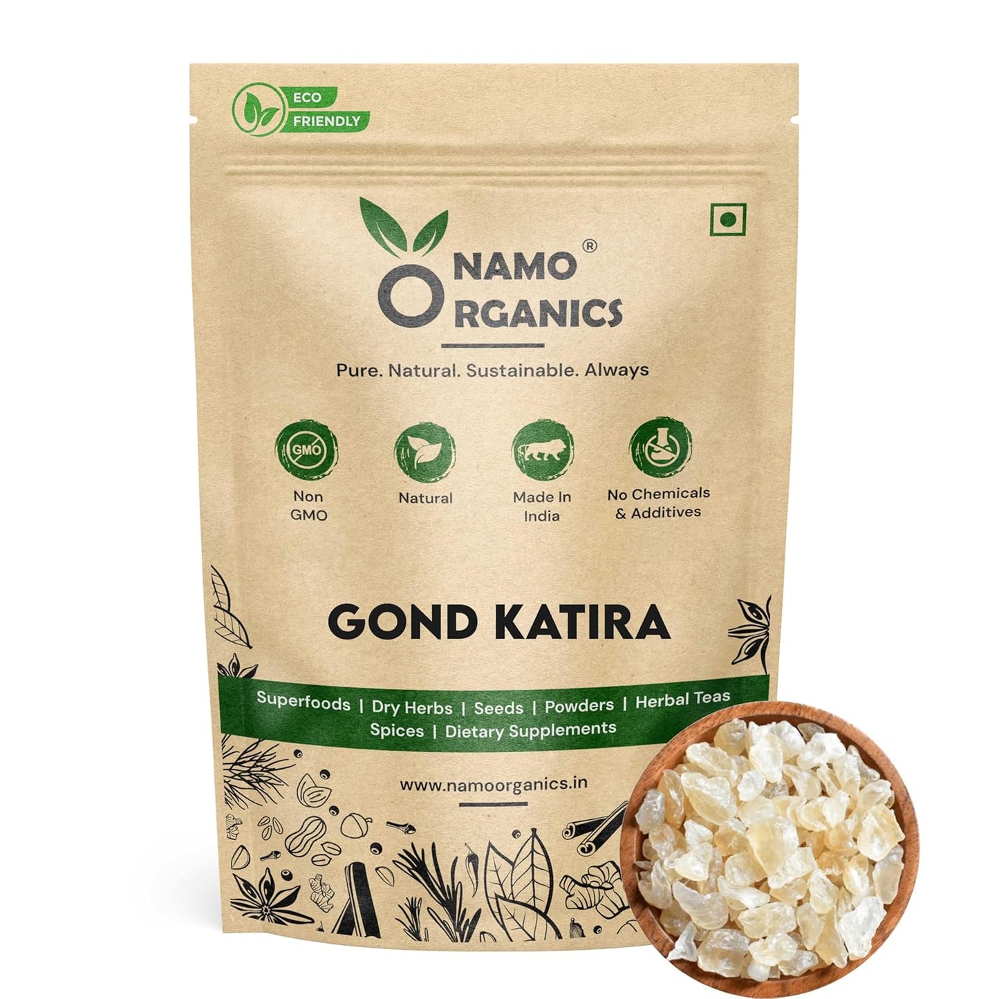 Namo Organics Gond Katira Pure - 250 Gm | Cooling Properties | 100% Natural Superfood Edible Gum