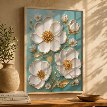 Floral Wall Art Home Decoration | Aesthetic Floral Paintings With Frame For Living Room Bed Room Hotel Wall Decor Digital Reprint Set of 1 (14X20)