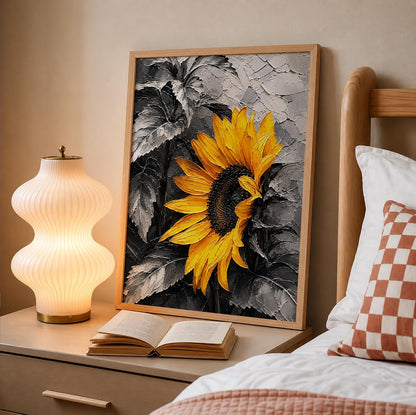 Sunflower Monochrome Framed Wall Art, Natural, 10x13 Inches