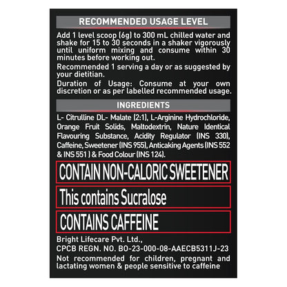 MuscleBlaze Pre Workout 200 (16 servings, 100g) | 200mg Caffeine, 2200mg Citrulline