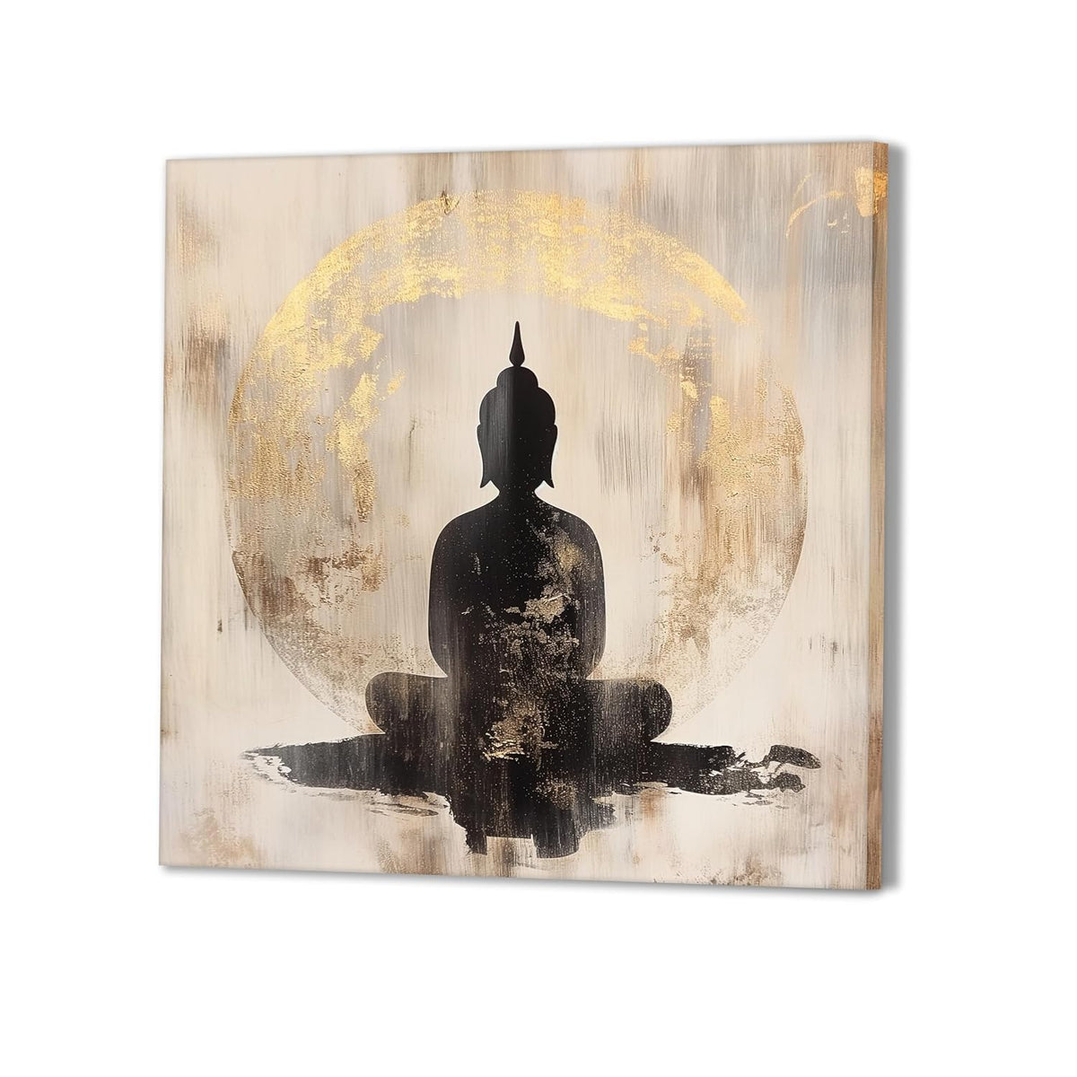 Buddha Meditation Artwork Stretched Canvas Painting for Living Room | Spiritual Buddha Canvas Wall Décor Art For Livingroom, Bedroom, Office, Hallways - 16x16 Inch