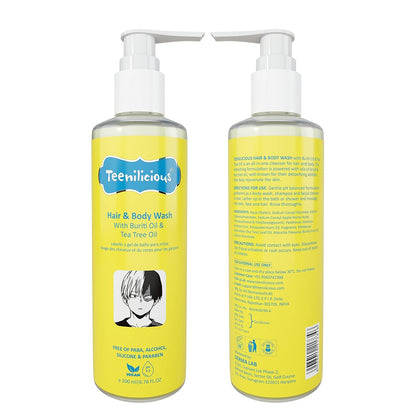Teenilicious Hair & Body Wash With Buriti Oil & Tea Tree Oil | Body Wash For Men & Women | Non Drying Formulation | All Skin & Hair Type - 200ml