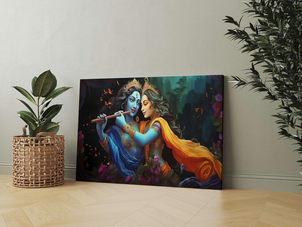 Radha Krishna Paintings For Wall Decoration With Frame Canvas Painting For Living Room Bedroom Home Office & Hotels (22 inch x 16 inch CH-RK-LDP12)