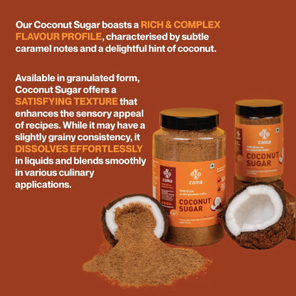 Zama Coconut Sugar 500g | Coconut Palm Sugar | Subtle Caramel Flavour | Sugar Substitute | Unprocessed and unrefined | Plant Based | Coconut Jaggery