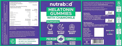 Nutrabud Melatonin Sleep Gummies 3mg For Men, Women | No Added Sugar | Fall Asleep Fast & Restful Deep Sleep | Blackcurrant Flavor Veg Gummy Supplement (60 Count (Pack of 1))