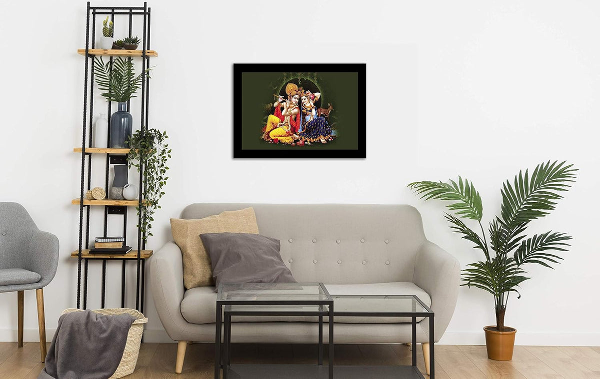 Raasleela Radha Krishna Art Framed Painting | Ready to Hang (Wood, 12inch x 18 inch)
