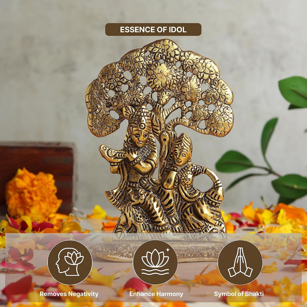 Radha Krishna Idol & Figurine for Home | God Idol for Pooja Room | Krishna Statue, Radha Krishna Murti & Gift Article (L11 x W7 x H14 cm)