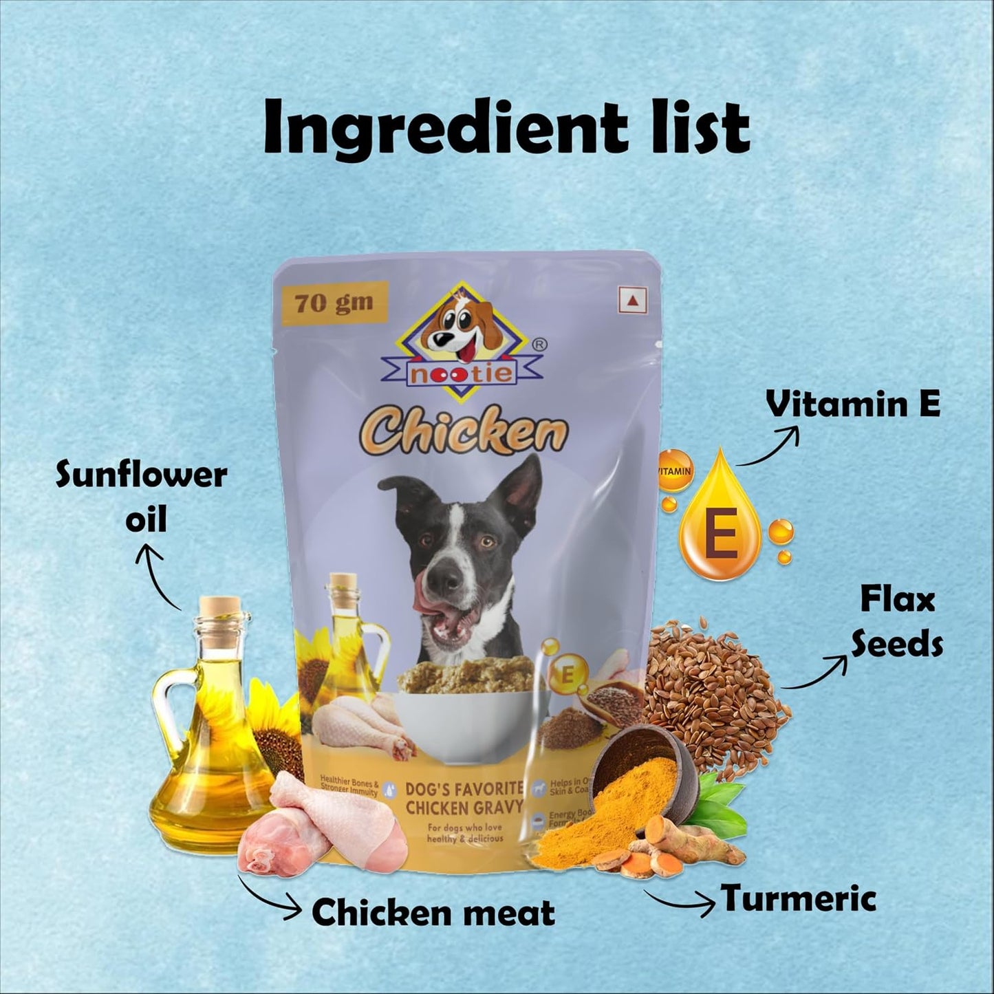 Nootie Wet Gravy for Dog Natural Ingredients, Easy to Digest, Enhances Dog Food, Dog Food Topper | Picky Eater & Appetite Booster Chicken Gravy 70g