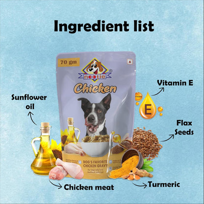 Nootie Wet Gravy for Dog Natural Ingredients, Easy to Digest, Enhances Dog Food, Dog Food Topper | Picky Eater & Appetite Booster Chicken Gravy 70g