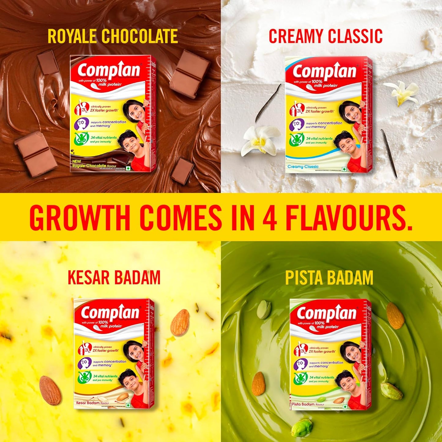 Complan Nutrition Drink Powder for Children, Royale Chocolate Flavour, 500 grams Carton|Nutrition Drink for kids with protein & 34 vital nutrients, 1 count