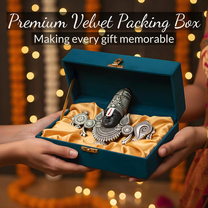 Dev Aastha  999 Silver Plated Balaji Statue | 4-Inch Divine Vastu Table Decor for Pooja Room & Prayer Room | Auspicious Lord Venkateswara Idol & Religious Gifting Item