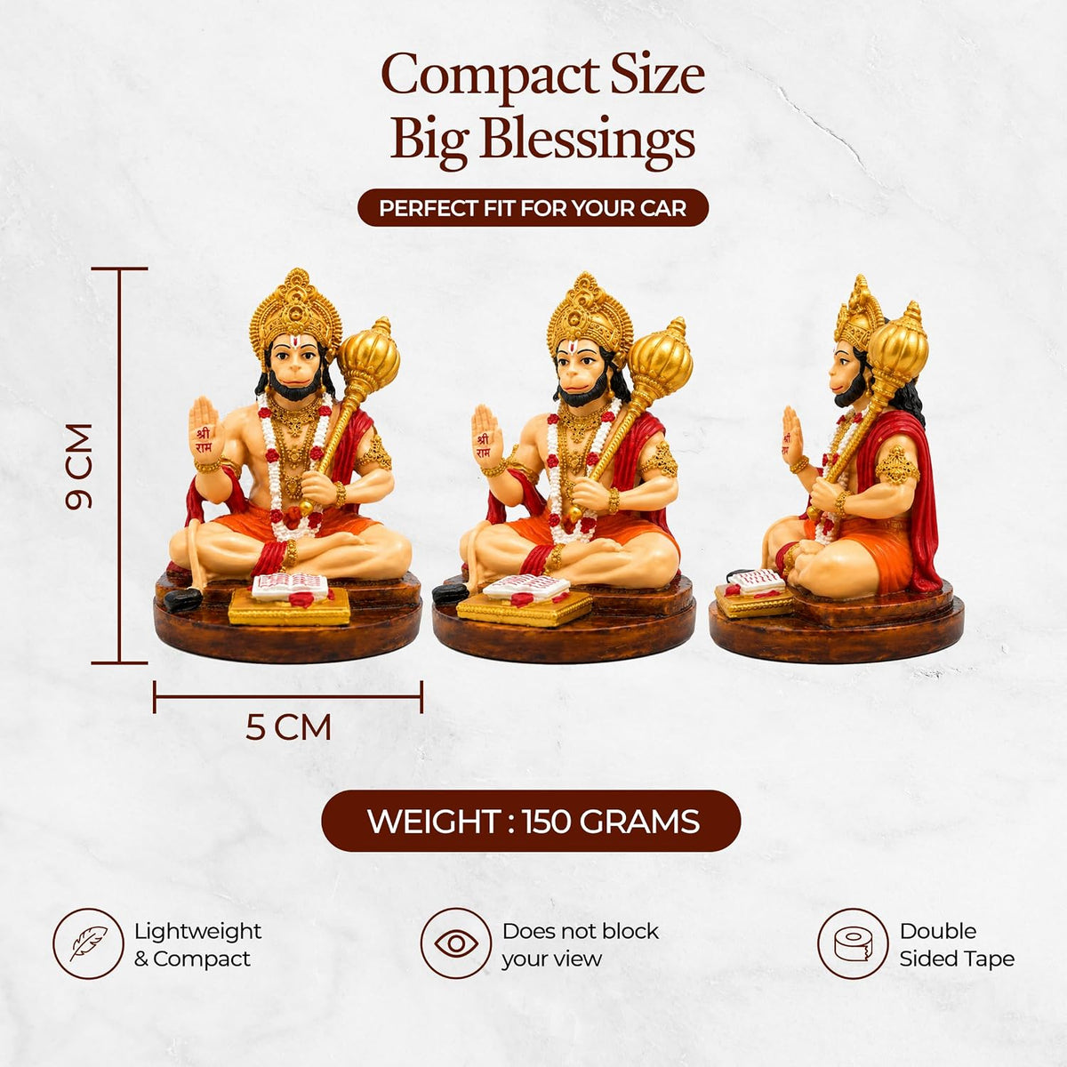 UNOVATE Hanuman Idol for Car Dashboard | Hanuman Murti | Home, Office Desk