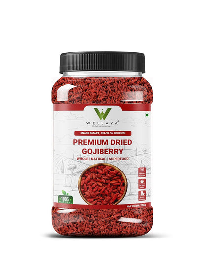 WELLAYA Premium Dried GojiBerry | Whole Chewy GojiBerry Dry Fruit | High in Vitamins, Fiber & Rich in Antioxidants | Immunity Booster Goji Berry Toppings for Fruit & Salads