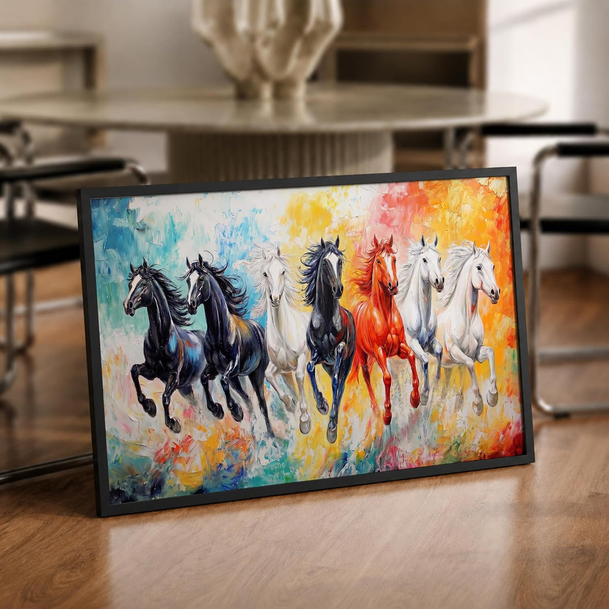 7 Horse Vastu Wall Painting (Landscape Collection) (Natural, Design 26, 48L x 33W cm)