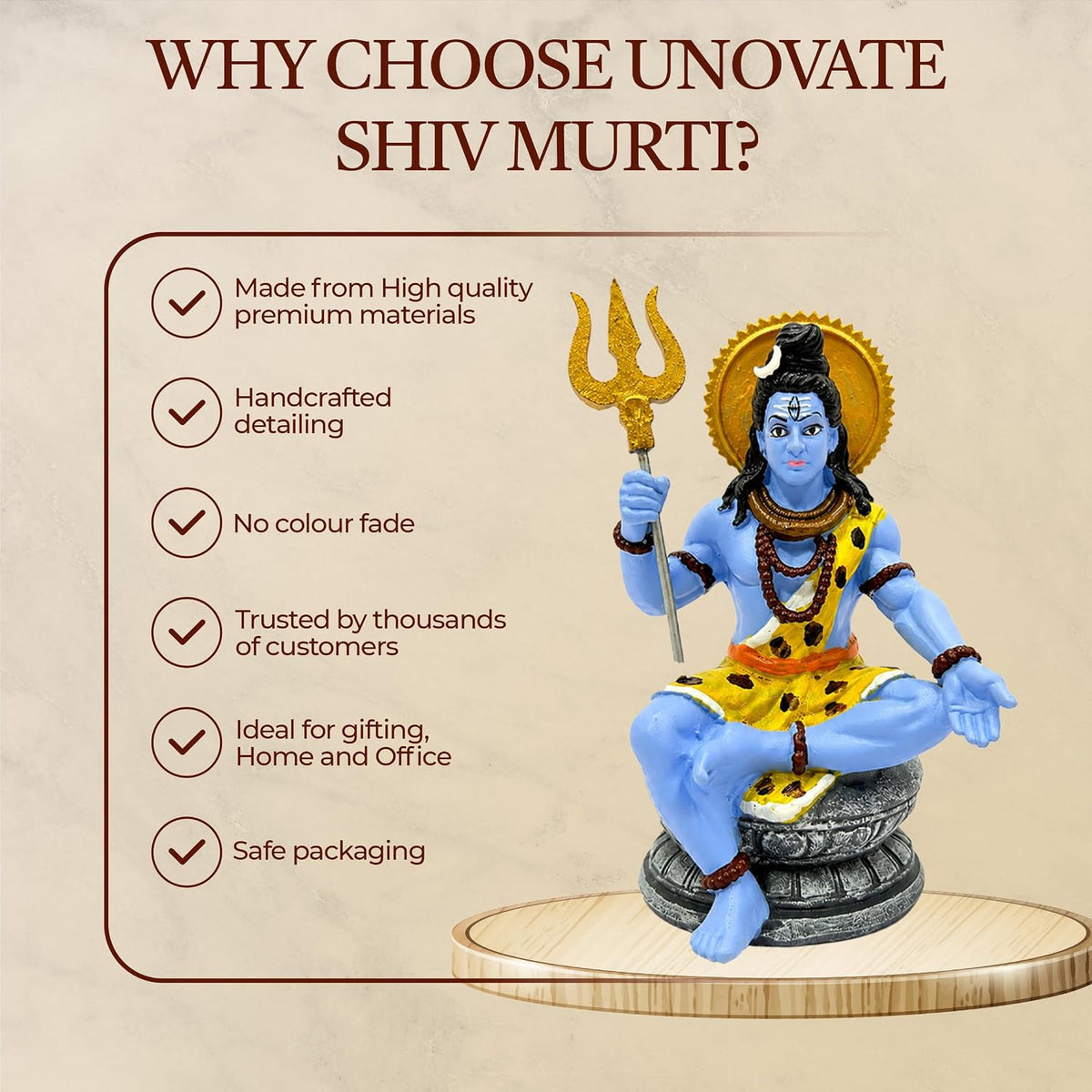 UNOVATE Shiva Idol for Car Dashboard | Adiyogi Statue | Mahadev Idol, 10 cm