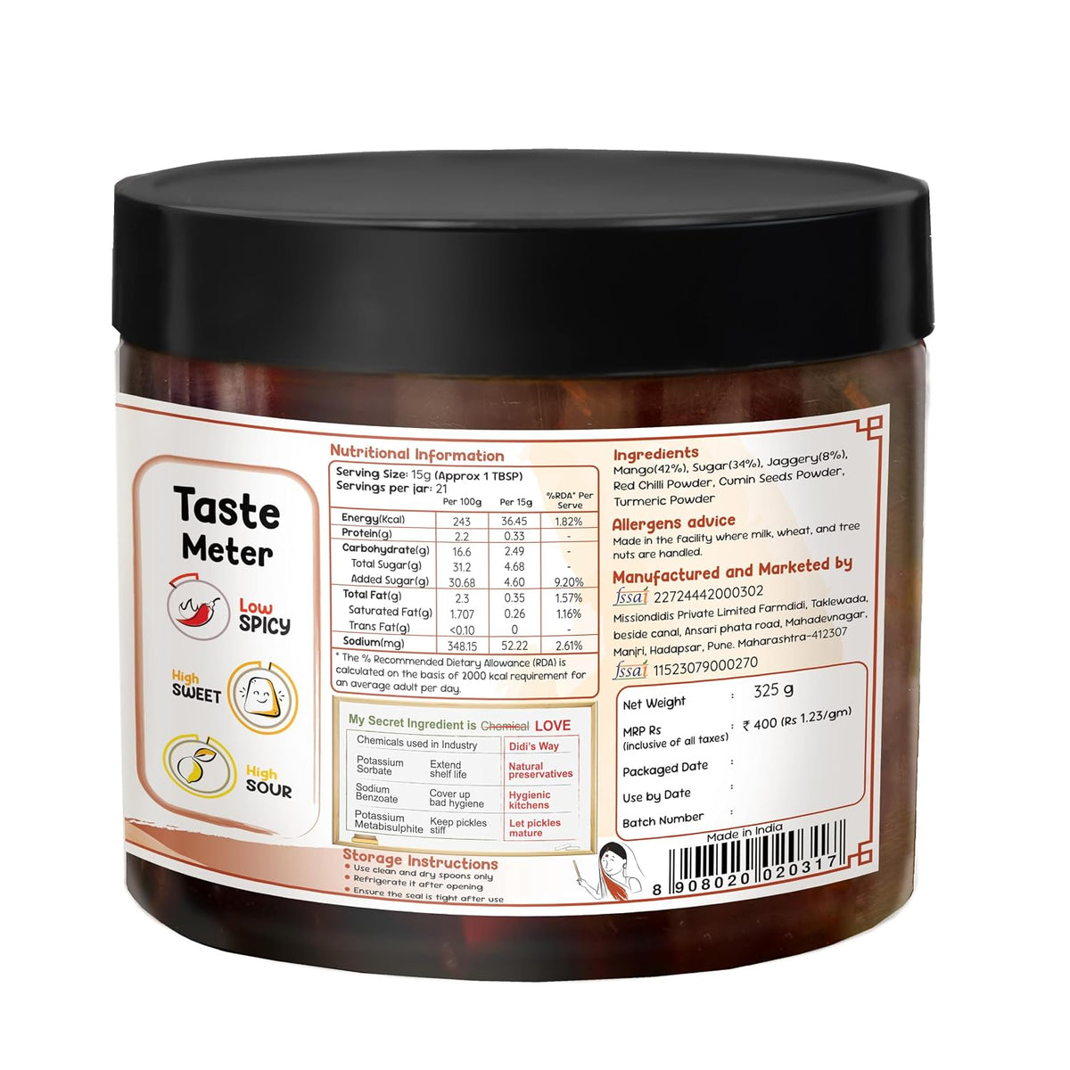 FarmDidi Sweet Mango Pickle with Jaggery  Homemade Aam ka Meetha Achar Oil-Free Traditional Indian Pickle Sweet Mango Achaar No Chemical Preservatives