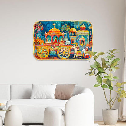 Beautiful scenery modern art Premium Sparkle Lamination Finished Surface Golden Slim Frame 35 cm x 28 cm Large Size, For Home/Office/Hotel painting KG74