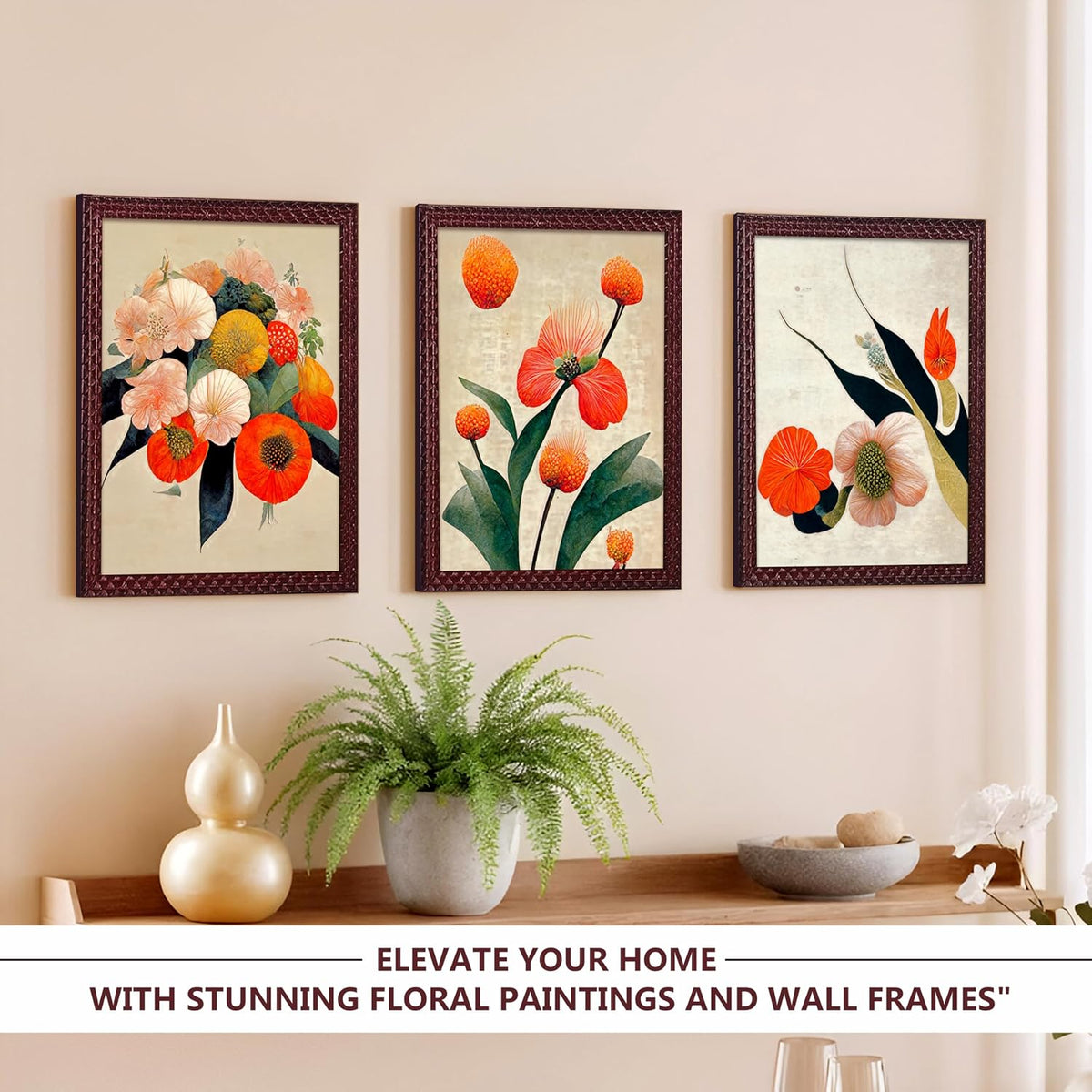 Framed Art Painting For Home, Living Room, Hall | Traditional Paintings With Frame For Home Decor (Floral D2)