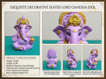 Polyresin and Marble Ganesh Ji Idol Murti for Pooja Room & Car Dashboard (Purple, Aashirwad Mudra)