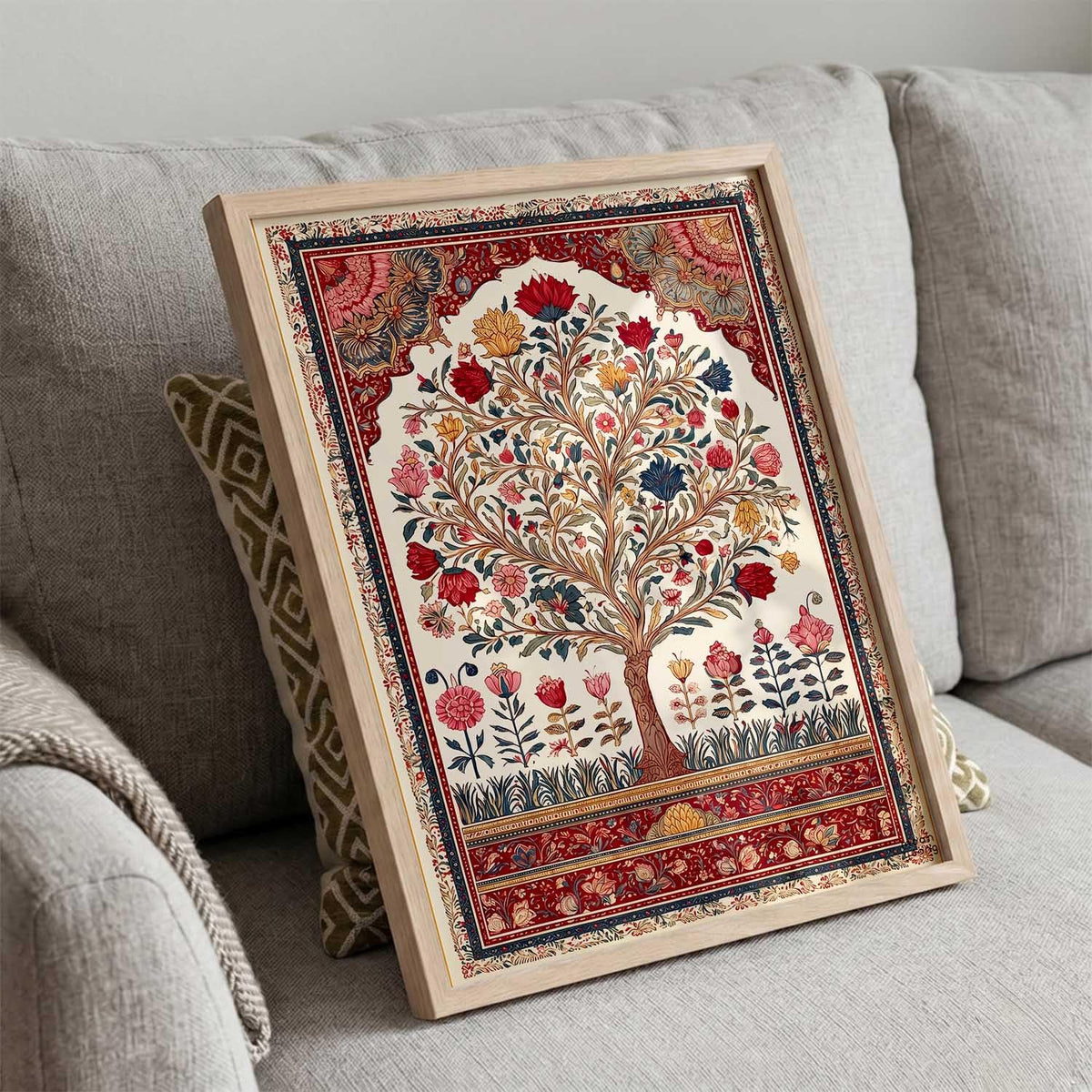 Living Room Bed Room Hotel Wall Decor | Decorative Indian Traditional Madhubani Wall Art Home Decor Painting poster With Frame | Digital Reprint (14X20 inch)