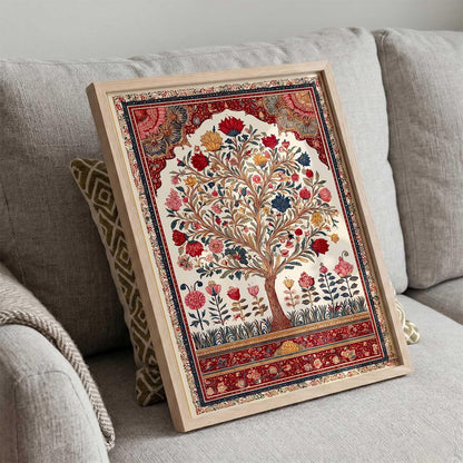 Living Room Bed Room Hotel Wall Decor | Decorative Indian Traditional Madhubani Wall Art Home Decor Painting poster With Frame | Digital Reprint (14X20 inch)