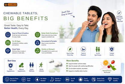 ZEOWELL Chewable Multivitamin Tablets for Men & Women | With Zinc, Magnesium, Vitamin B12, C, D3, Lutein, Zeaxanthin & Ashwagandha | Energy, Immunity & Eye Health | Sugar-Free - 60 Tablets (by LeeWell)
