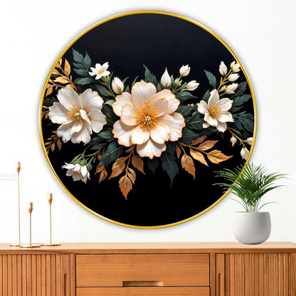 beautiful flower modern art Premium Sparkle lamination Golden Slim Frame 50.8 cm x 50.8 cm Large Size, For Home/Office/Hotel painting GRL110