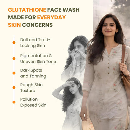 Wellwith(Ayuzera) Glutathione Face Wash, Vitamin C & E, Kojic Acid Aloe Vera, Glowing Skin, Oil Control, Cleansing Face Wash Skin Rejuvanating (60ml, Pack of 1)