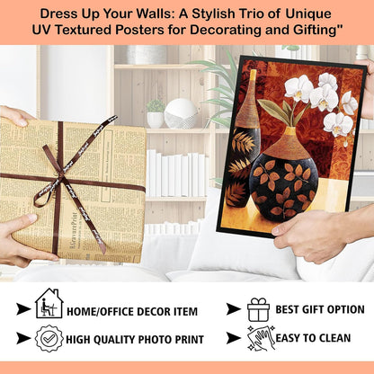 Wall Painting Frames For decor, Pictures Frame For Living Room, Home Decoration, Bedroom, Set of 3, 1pc- 23 x 30 cm, 2pc- 12.5 x 30 cm (Design 12)