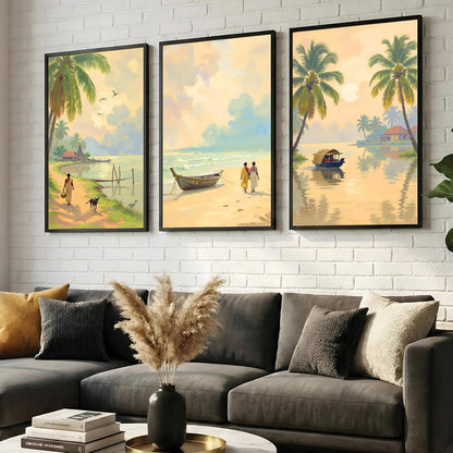 Big Aesthetic Indian Framed Posters Wall Decor Paintings For Living Room, Bedroom/Big Paintings For Wall Decoration/Posters Gift Items For Girls (13x19 Inches) (Village)