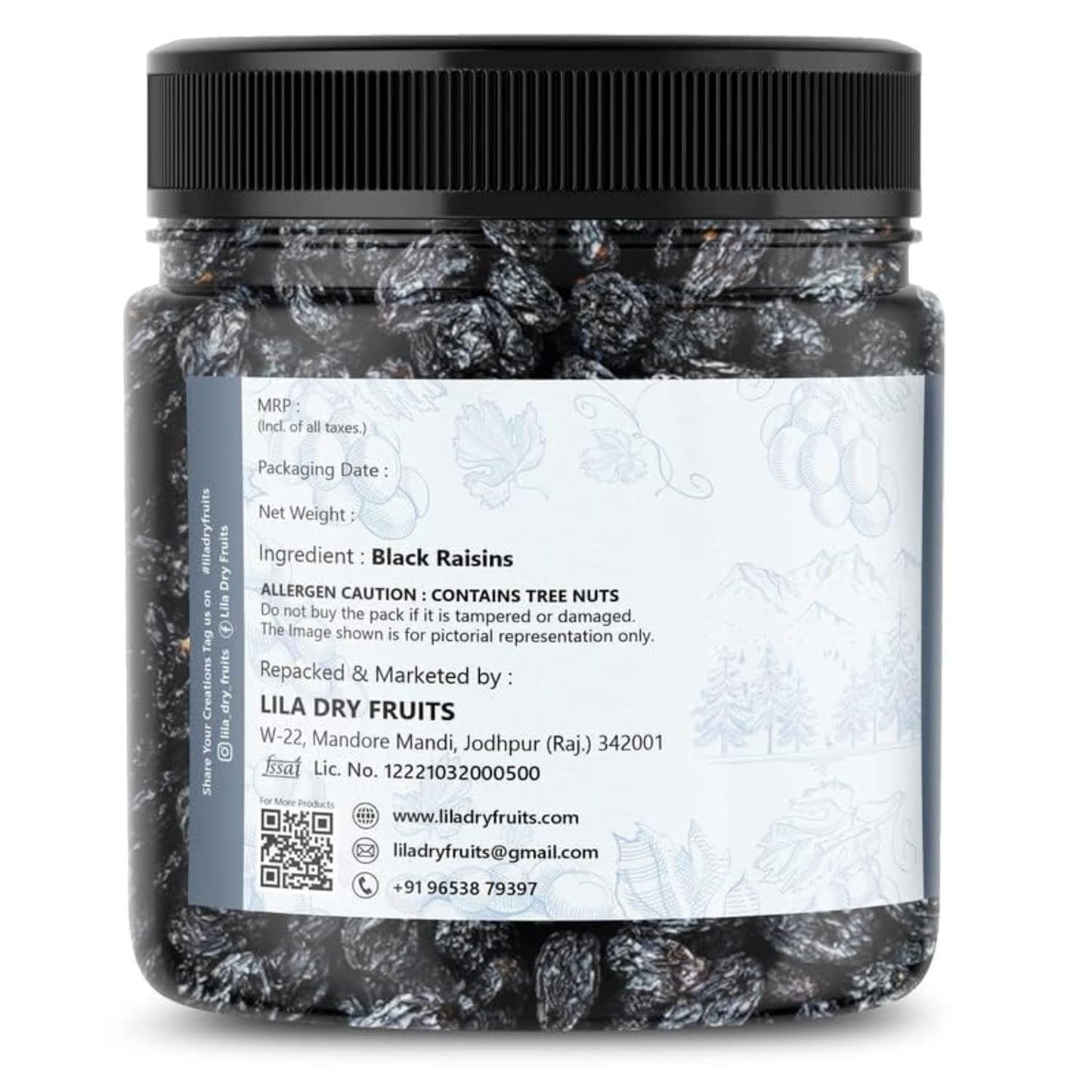 LILA DRY FRUITS Kali Kismis Seedless Afghani Black Raisins Delicious Healthy Snacks | Naturally Sweet Kishmish for Daily Use High in Antioxidants Munakka DryFruit for Cooking Perfect for Giftings