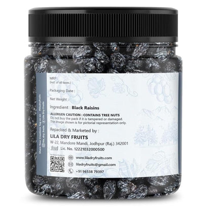 LILA DRY FRUITS Kali Kismis Seedless Afghani Black Raisins Delicious Healthy Snacks | Naturally Sweet Kishmish for Daily Use High in Antioxidants Munakka DryFruit for Cooking Perfect for Giftings