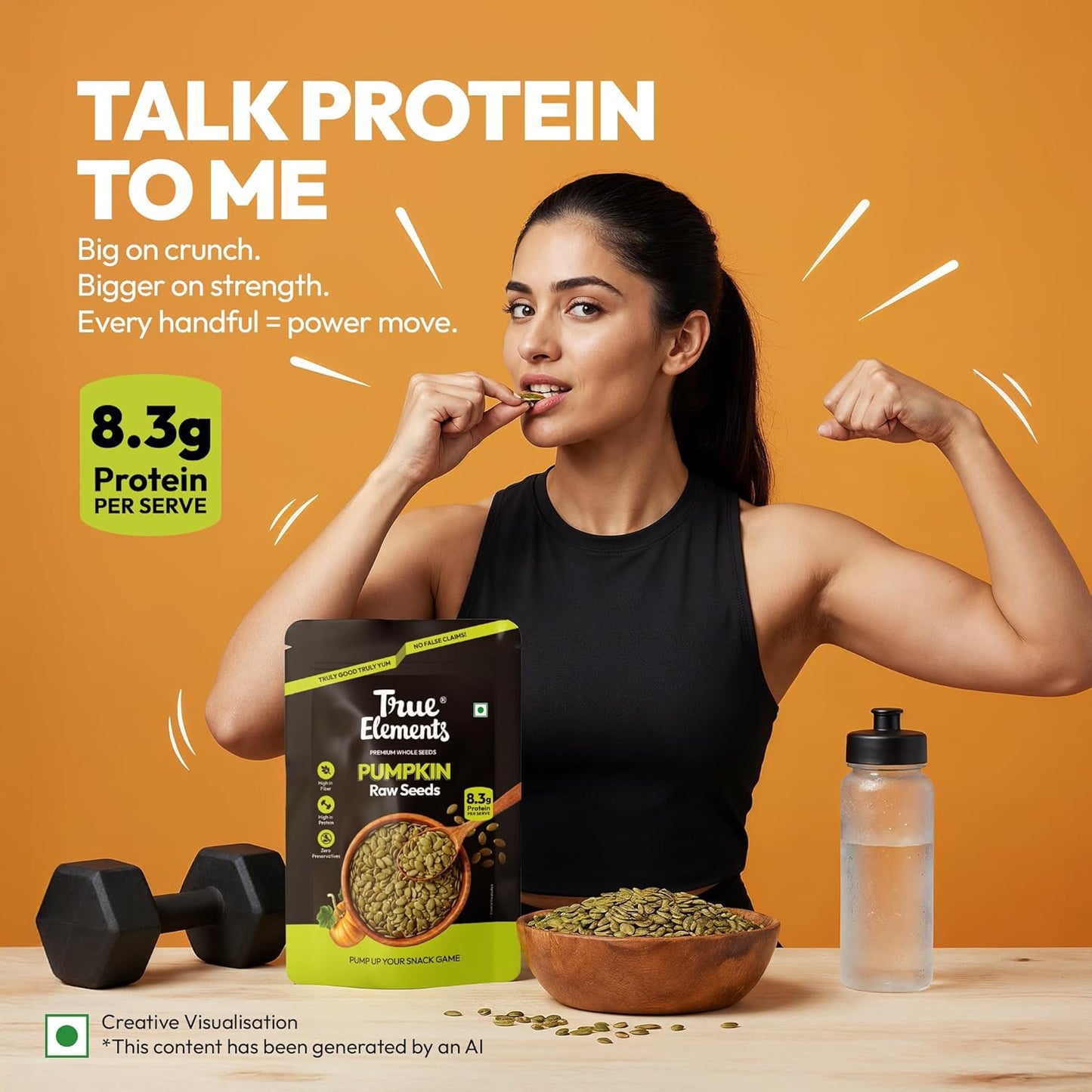 True Elements Pumpkin Seeds - Premium AAA Grade Raw Seeds for Eating | Immunity Booster Seeds | Diet Snacks | High in Protein