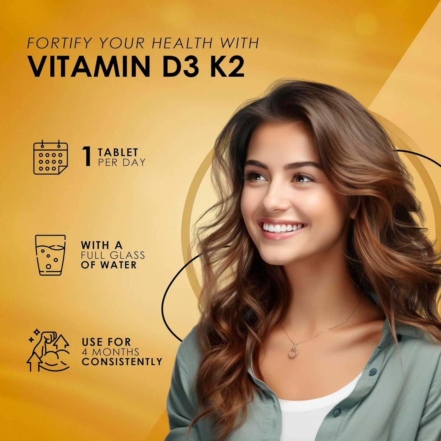 Ambrosial Vitamin D3 & K2 Tablets 4000IU Vitamin D3 + 100µg K2 MK-7 for Healthy Bones, Muscles, and to Support The Immune System - 120 Tablets